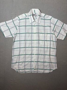 Short Sleeve Button-Down Shirt with Green Large